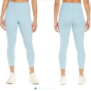 Girlfriend Collective sky blue leggings with phone pocket